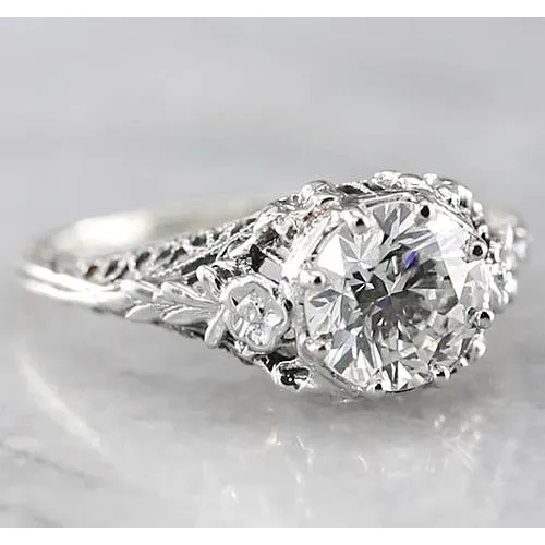 GB 150 Carats Round Antique Style Engagement Ring White Gold 14K Natural Earth Mined Diamond Rings GB 150 Carats Round Antique Style Engagement Ring White Gold 14K Natural Earth Mined Diamond Rings