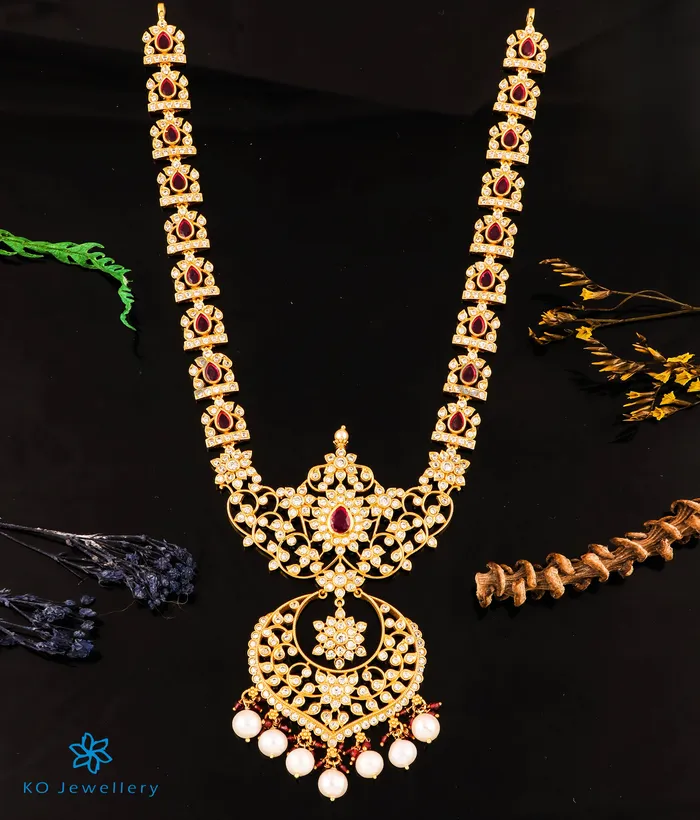 Temple Necklaces The Chitraksh Silver Necklace Earrings