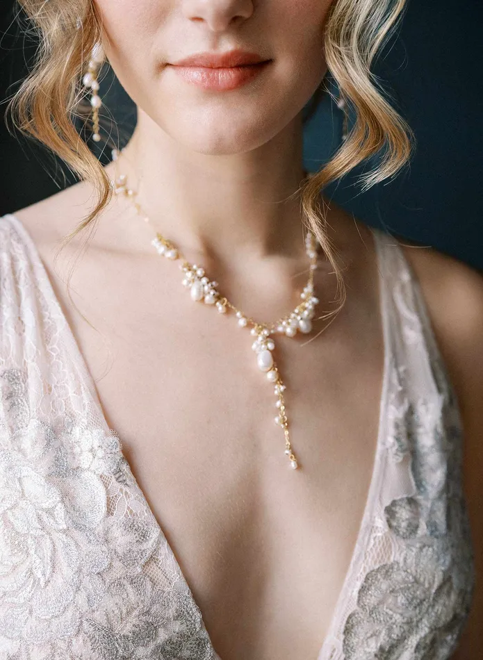 twigs honey Clustered freshwater pearl bridal necklace Style 2550 Necklaces