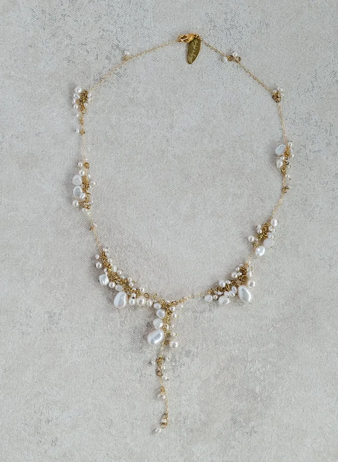 twigs honey Clustered freshwater pearl bridal necklace Style 2550 Necklaces