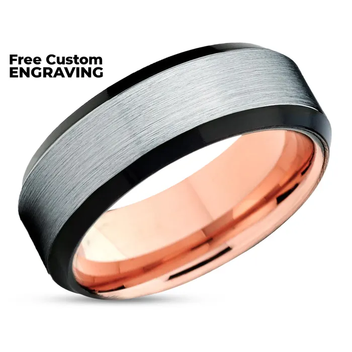 Clean Casting Jewelry Rings Rose Gold Tungsten Tungsten Wedding Band Black Ring Mens Band Silver Ring