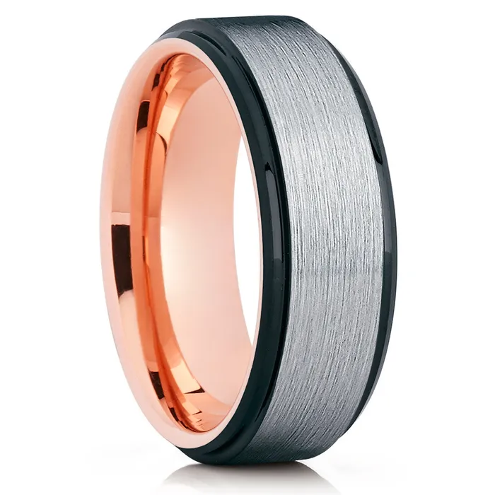 Clean Casting Jewelry Rings Rose Gold Tungsten Tungsten Wedding Band Black Ring Mens Band Silver Ring