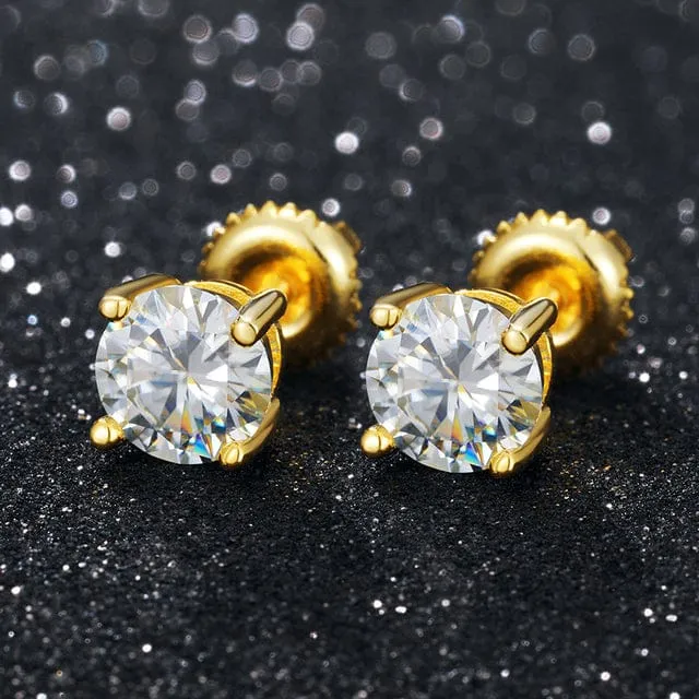 011 CT Moissanite Sterling Silver Gold Rose Gold Stud Earrings VVS Jewelry Earrings