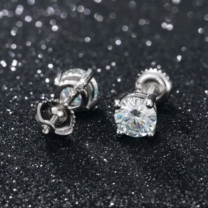 011 CT Moissanite Sterling Silver Gold Rose Gold Stud Earrings VVS Jewelry Earrings