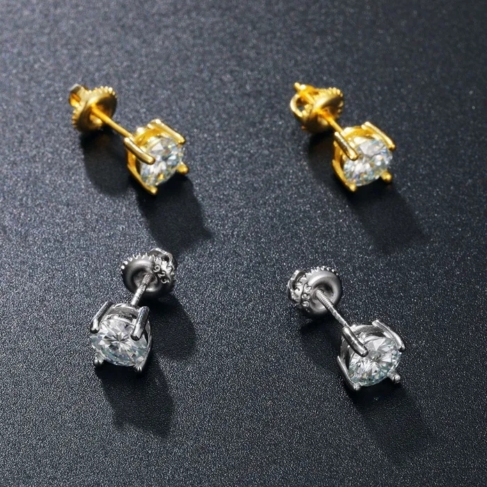 011 CT Moissanite Sterling Silver Gold Rose Gold Stud Earrings VVS Jewelry Earrings