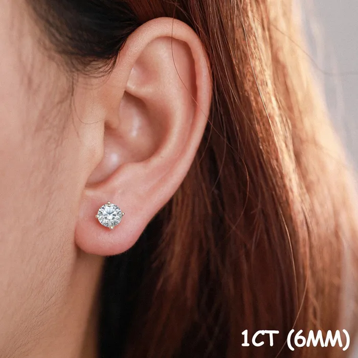 011 CT Moissanite Sterling Silver Gold Rose Gold Stud Earrings VVS Jewelry Earrings