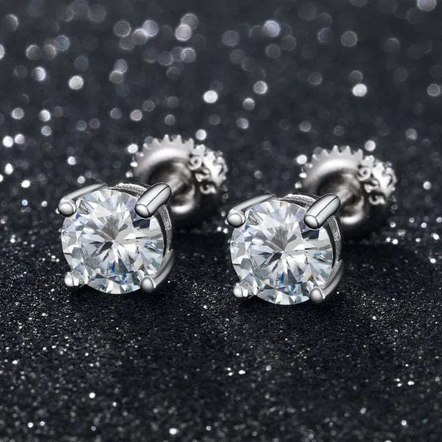 011 CT Moissanite Sterling Silver Gold Rose Gold Stud Earrings VVS Jewelry Earrings