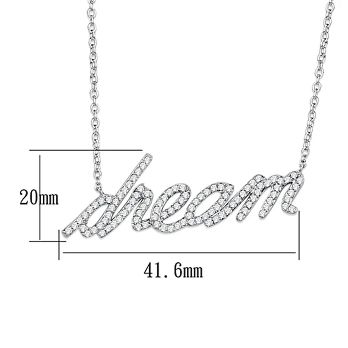 Alamode Necklaces 3W455 Rhodium Brass Necklace with AAA Grade CZ in Clear