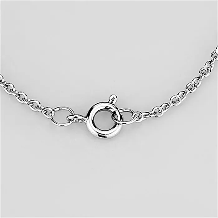 Alamode Necklaces 3W455 Rhodium Brass Necklace with AAA Grade CZ in Clear