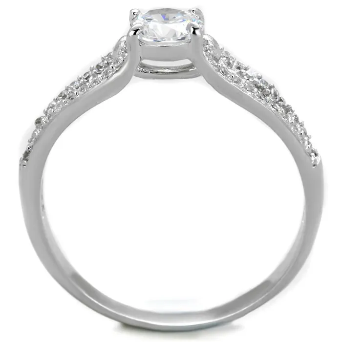 Alamode Rings TS431 Rhodium 925 Sterling Silver Ring with AAA Grade CZ in Clear