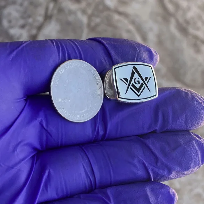 Bling Cartel Admin 925 Sterling SIlver Master Mason Ring Masonic Freemason Oxidized Rings