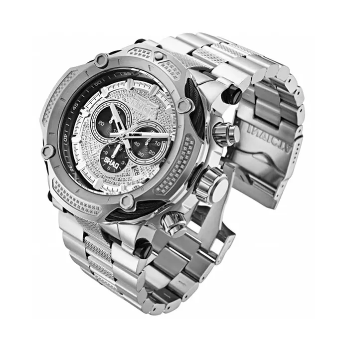 Bracelets Invicta Invicta Mens Chronograph Watch Shaq Silver Tone Stainless Steel Bracelet 33671