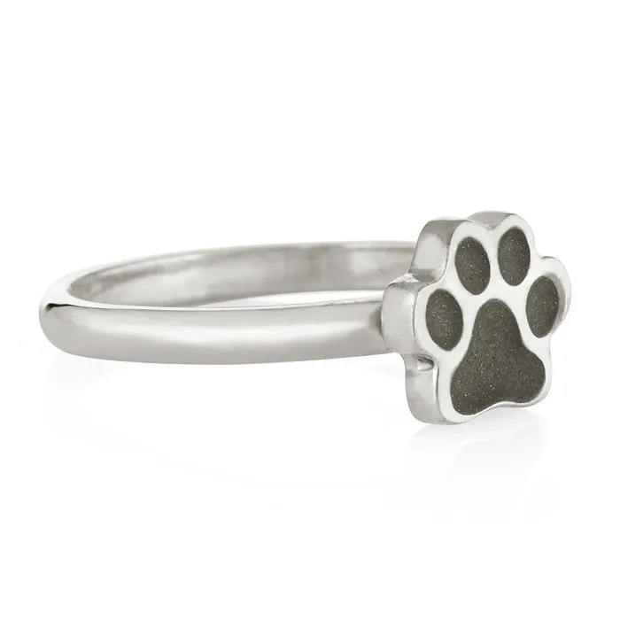 closebymejewelry Paw Print Stacking Cremation Ring in Sterling Silver Rings