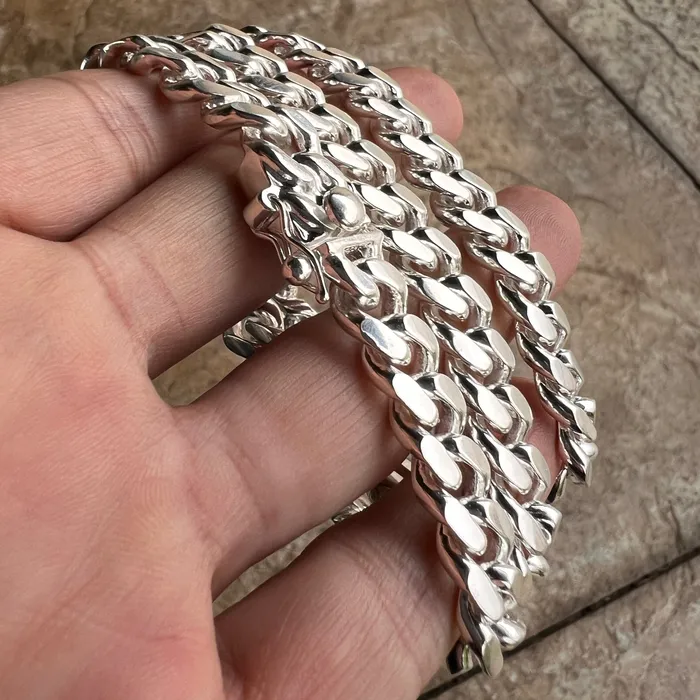 Harlem Bling Necklaces 925 Sterling Silver Miami Cuban Link Chain Heavy Necklace Italy 10MM 24 Harlem Bling Necklaces 925 Sterling Silver Miami Cuban Link Chain Heavy Necklace Italy 10MM 24