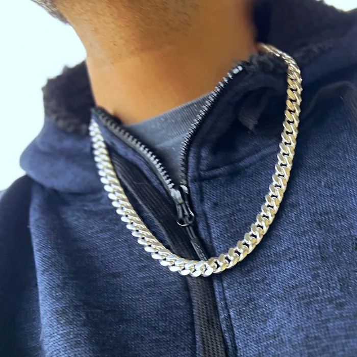 Harlem Bling Necklaces 925 Sterling Silver Miami Cuban Link Chain Heavy Necklace Italy 10MM 24 Harlem Bling Necklaces 925 Sterling Silver Miami Cuban Link Chain Heavy Necklace Italy 10MM 24