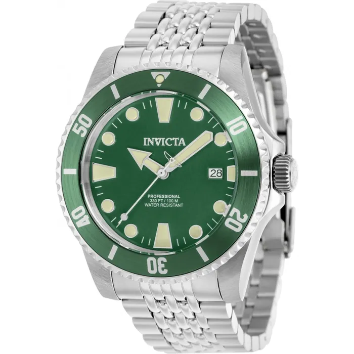 Invicta Invicta Mens Watch Pro Diver Automatic Green Dial Stainless Steel Bracelet 39748 Bracelets