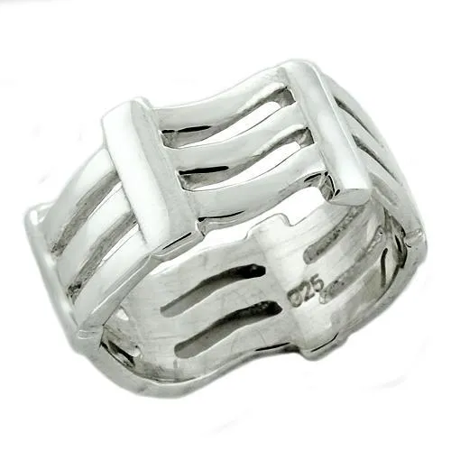 LOAS1157 HighPolished 925 Sterling Silver Ring with No Stone Alamode Rings