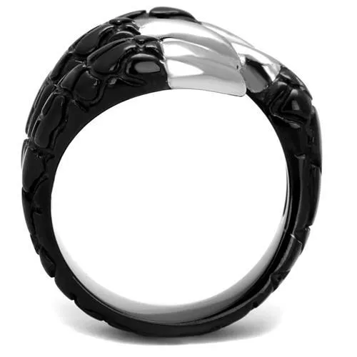Rings Alamode TK2510 TwoTone IP Black Ion Plating Stainless Steel Ring with No Stone