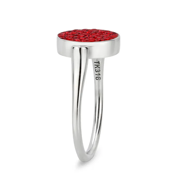 Rings TK385401 High polished no plating Stainless Steel Ring with Top Grade Crystal in Red Series Alamode