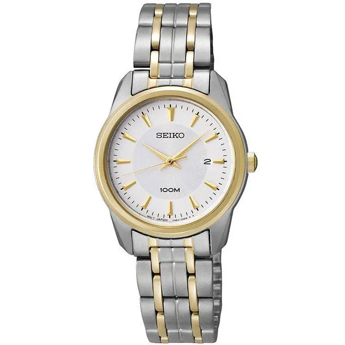 Seiko Bracelets Seiko SXDE68 Womens Silver Dial Two Tone Gold Plated Stainless Steel Bracelet Watch