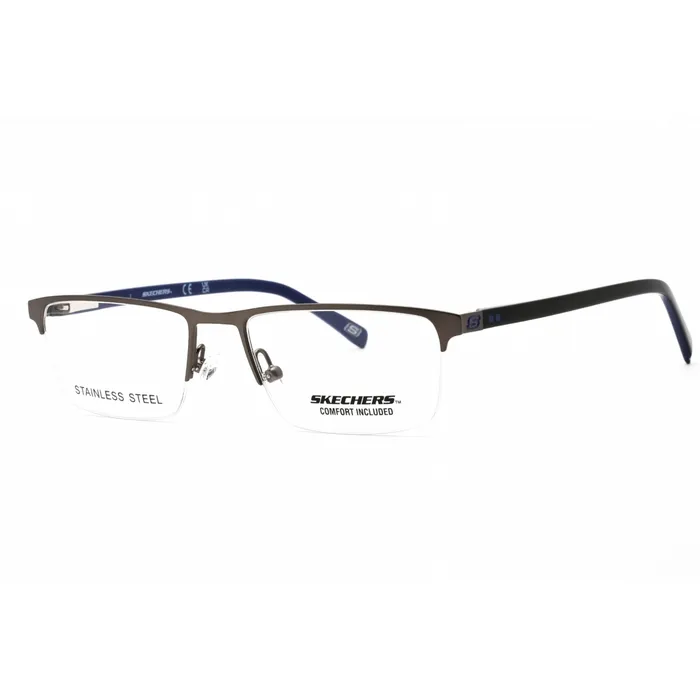 Skechers Rings Skechers Mens Eyeglasses Matte Gunmetal Rectangular Half Rim Frame SE3195 009