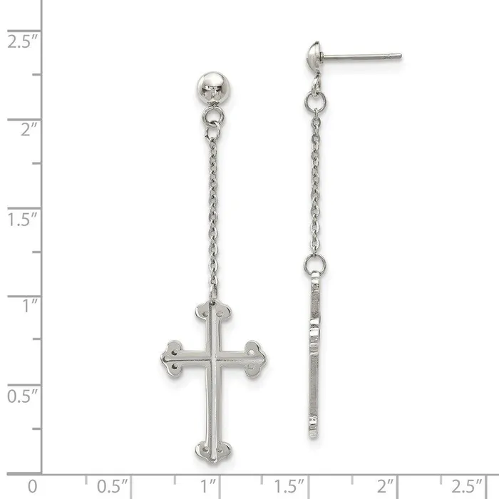 Stainless Steel Polished Cross Post Dangle Earrings Chisel Earrings Stainless Steel Polished Cross Post Dangle Earrings Chisel Earrings