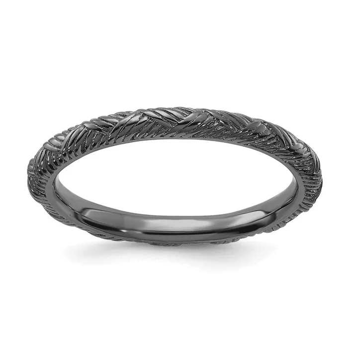 Sterling Silver Stackable Expressions Ruthenium Polished Ring QSK2056 Stackable Expressions Rings