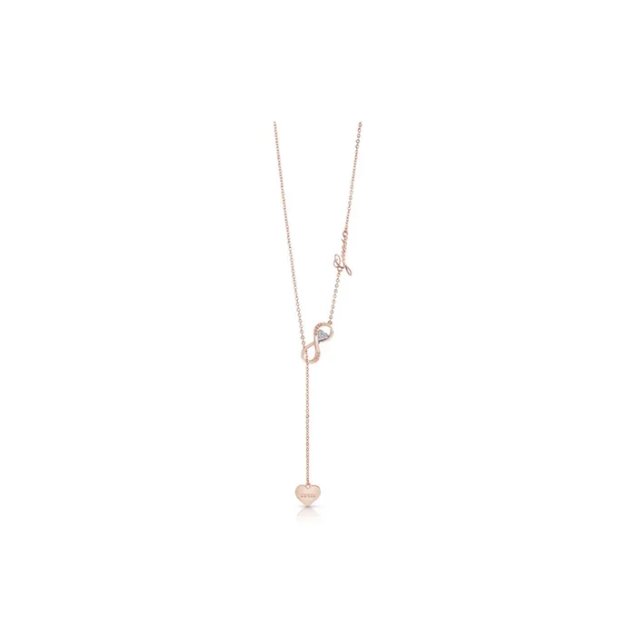 Guess Necklaces Guess Necklace Ip Rosegold With Stone Infinity Heart Design