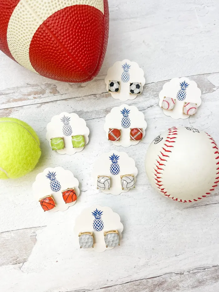 Prep Obsessed RNK Earrings Printed Sports Stud Earrings Football