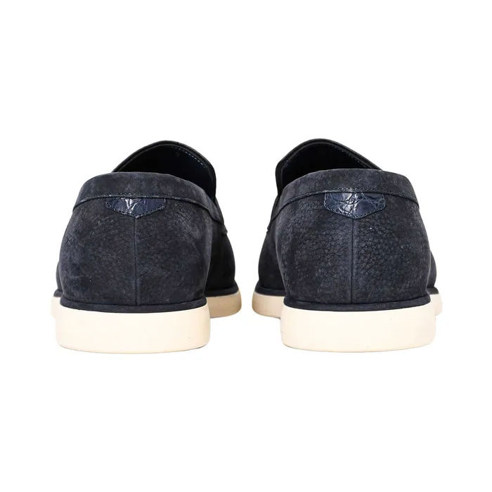 Zilli Mens Dark Navy Suede Penny Loafers Zilli Rings
