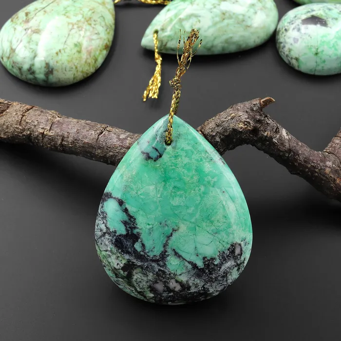 Intrinsic Trading Natural Nevada Apple Green Variscite Teardrop Pendant Gemstone A1 Necklaces Intrinsic Trading Natural Nevada Apple Green Variscite Teardrop Pendant Gemstone A1 Necklaces