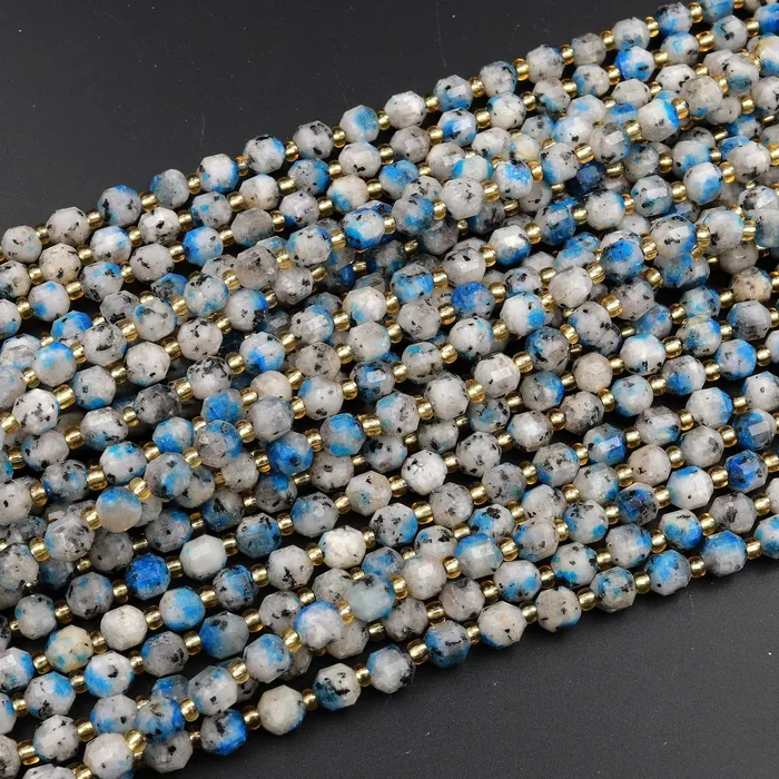 Intrinsic Trading Rings Faceted K2 Jasper Granite Beads 6mm 8mm Rounded Prism Cut 155 Strand