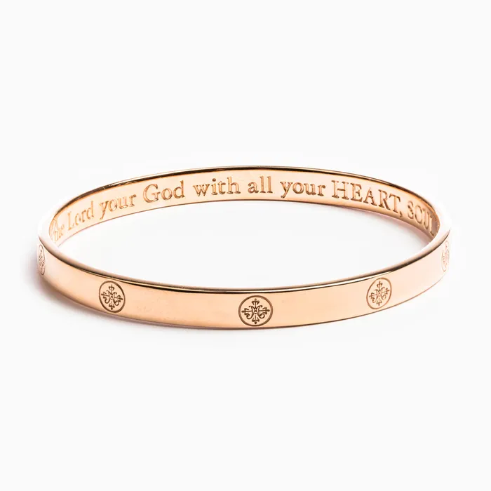 My Saint My Hero Greatest Love Deuteronomy 65 Bangle Vermeil Rose Gold Earrings