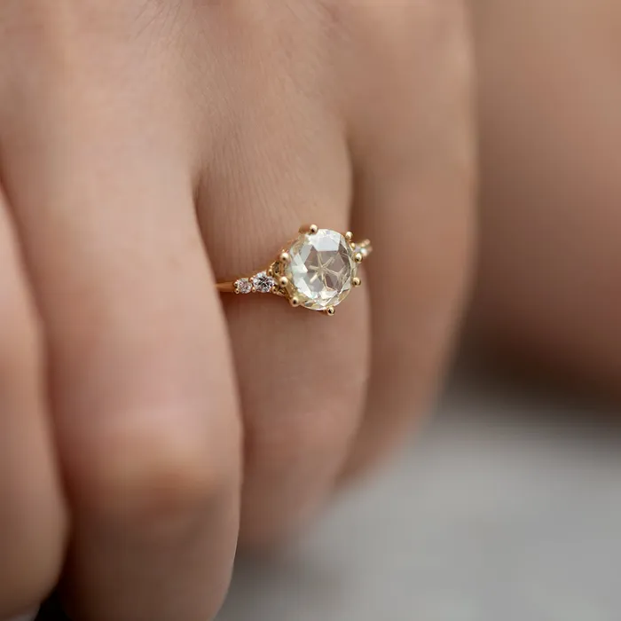 Rings ARTEMER Icy Rose Cut Diamond Ring Snowflake Engagement Ring