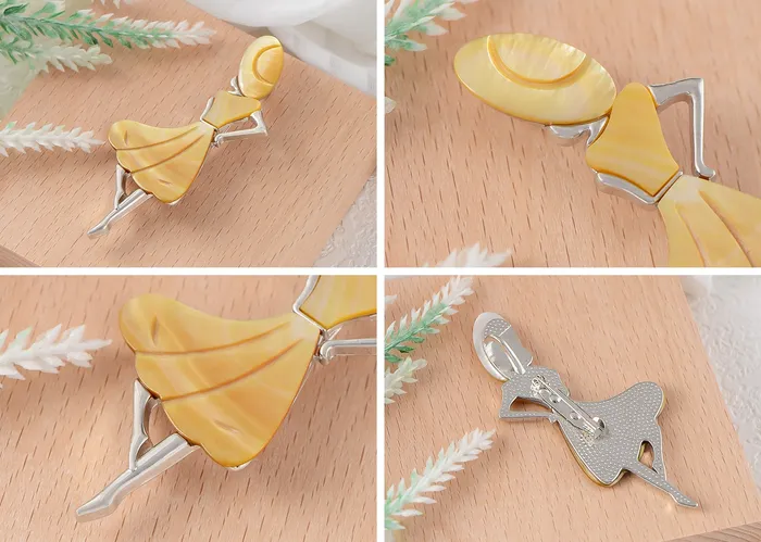 Alilang Necklaces Alilang Dancer Girl Natural Abalone Shell Sliver Tone Alloy Brooch Pin Necklace Pendant Alilang Necklaces Alilang Dancer Girl Natural Abalone Shell Sliver Tone Alloy Brooch Pin Necklace Pendant
