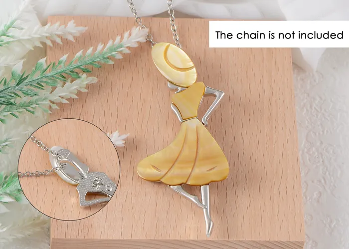 Alilang Necklaces Alilang Dancer Girl Natural Abalone Shell Sliver Tone Alloy Brooch Pin Necklace Pendant Alilang Necklaces Alilang Dancer Girl Natural Abalone Shell Sliver Tone Alloy Brooch Pin Necklace Pendant