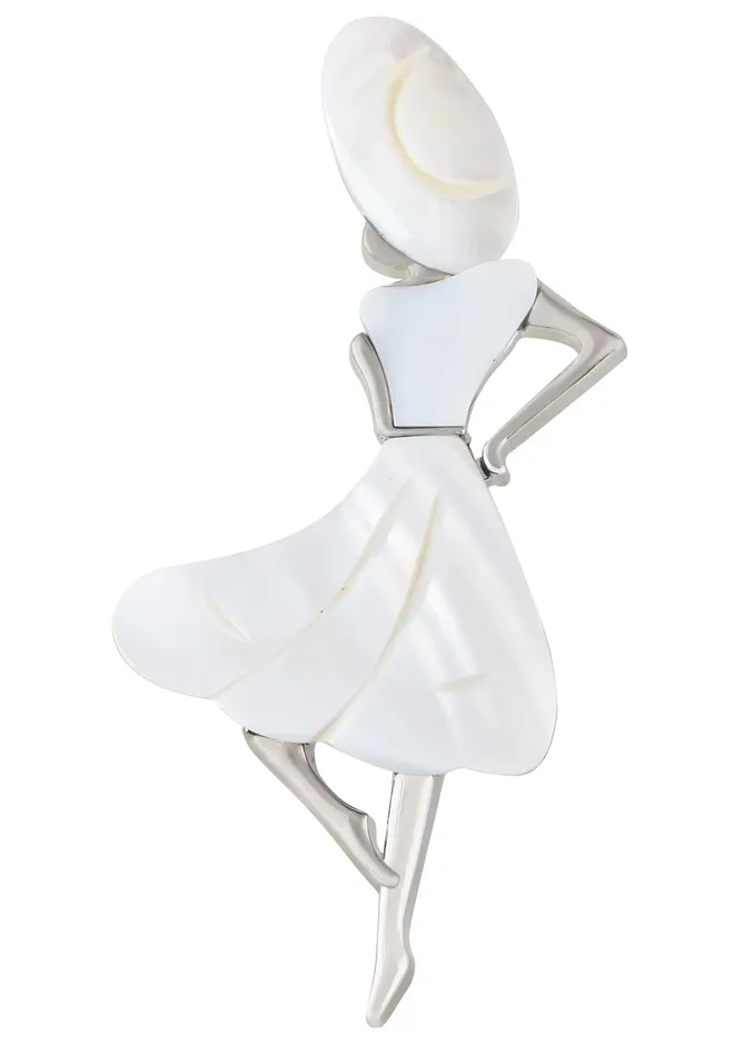 Alilang Necklaces Alilang Dancer Girl Natural Abalone Shell Sliver Tone Alloy Brooch Pin Necklace Pendant Alilang Necklaces Alilang Dancer Girl Natural Abalone Shell Sliver Tone Alloy Brooch Pin Necklace Pendant