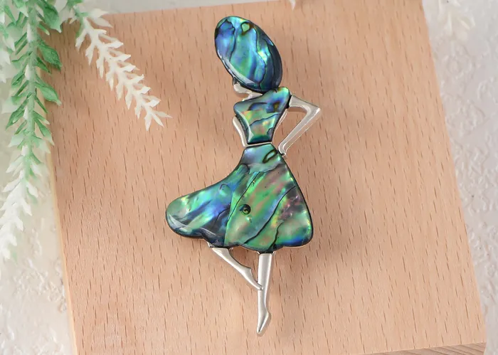 Alilang Necklaces Alilang Dancer Girl Natural Abalone Shell Sliver Tone Alloy Brooch Pin Necklace Pendant Alilang Necklaces Alilang Dancer Girl Natural Abalone Shell Sliver Tone Alloy Brooch Pin Necklace Pendant