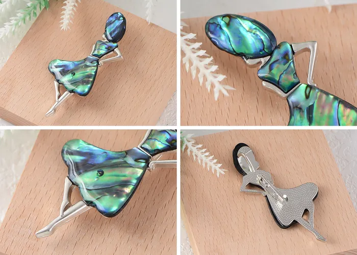 Alilang Necklaces Alilang Dancer Girl Natural Abalone Shell Sliver Tone Alloy Brooch Pin Necklace Pendant Alilang Necklaces Alilang Dancer Girl Natural Abalone Shell Sliver Tone Alloy Brooch Pin Necklace Pendant