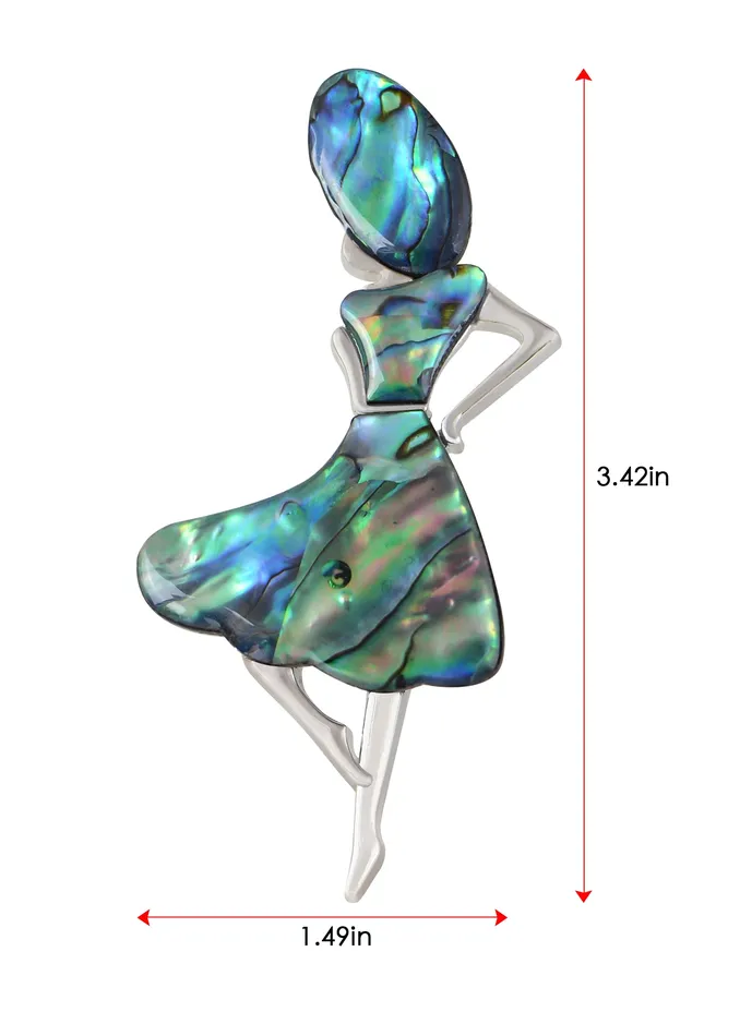 Alilang Necklaces Alilang Dancer Girl Natural Abalone Shell Sliver Tone Alloy Brooch Pin Necklace Pendant Alilang Necklaces Alilang Dancer Girl Natural Abalone Shell Sliver Tone Alloy Brooch Pin Necklace Pendant