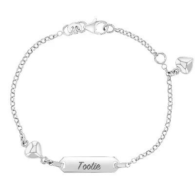 Bracelets 925 Sterling Silver Adjustable Heart Tag ID Bracelet for Toddlers Young Girls Custom Name Bracelet Kids ID Bracelets Bracelets 925 Sterling Silver Adjustable Heart Tag ID Bracelet for Toddlers Young Girls Custom Name Bracelet Kids ID Bracelets