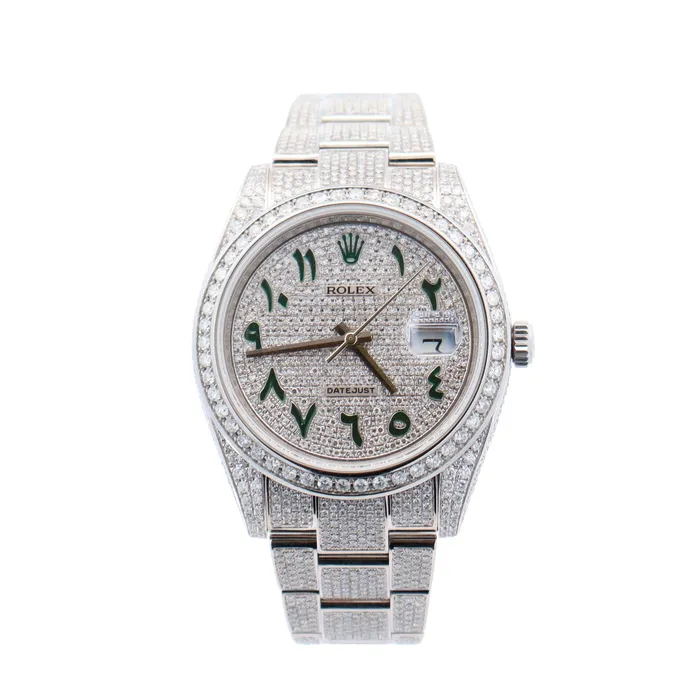 Bracelets Happy Jewelers Rolex Datejust Stainless Steel 41mm Custom Diamond Pave Dial w Arabic Hour Marker Watch Reference 126300 Bracelets Happy Jewelers Rolex Datejust Stainless Steel 41mm Custom Diamond Pave Dial w Arabic Hour Marker Watch Reference 126300