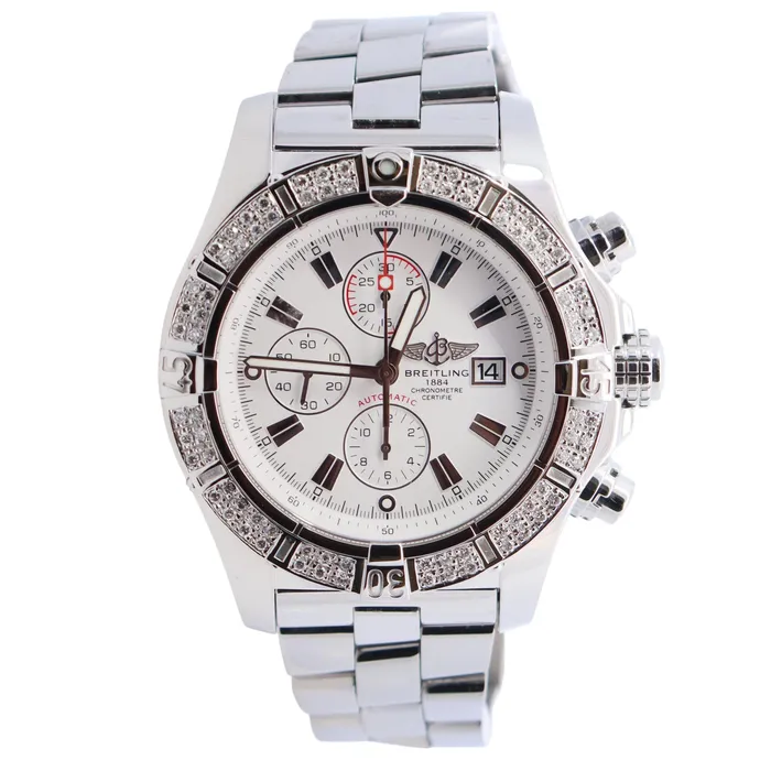 Breitling Super Avenger 48mm White Dial Watch Ref A13370 Happy Jewelers Watches