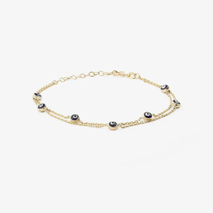 Gelin Diamond Bracelets Double Strand Evil Eye Station Bracelet
