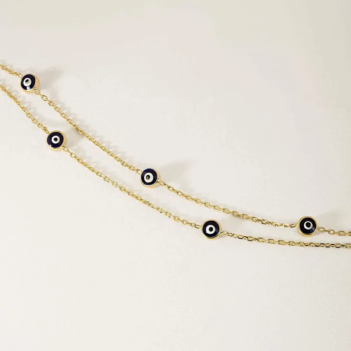 Gelin Diamond Bracelets Double Strand Evil Eye Station Bracelet