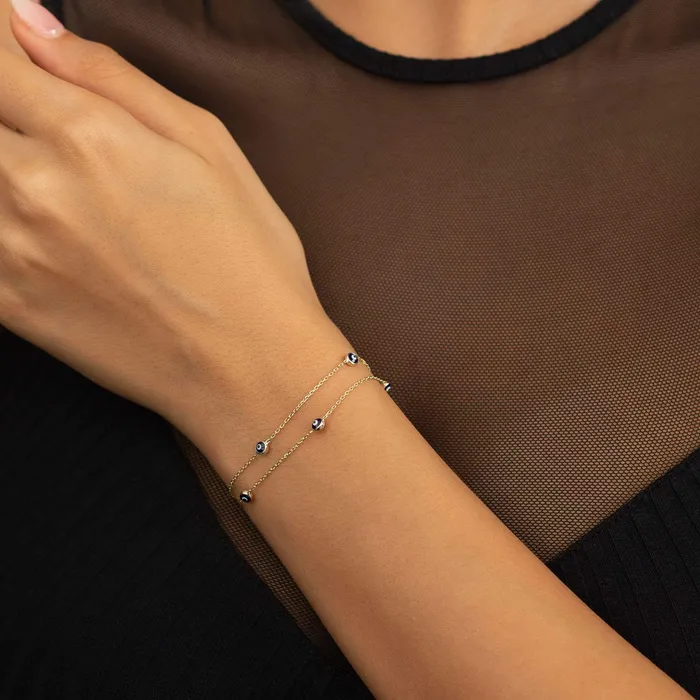Gelin Diamond Bracelets Double Strand Evil Eye Station Bracelet