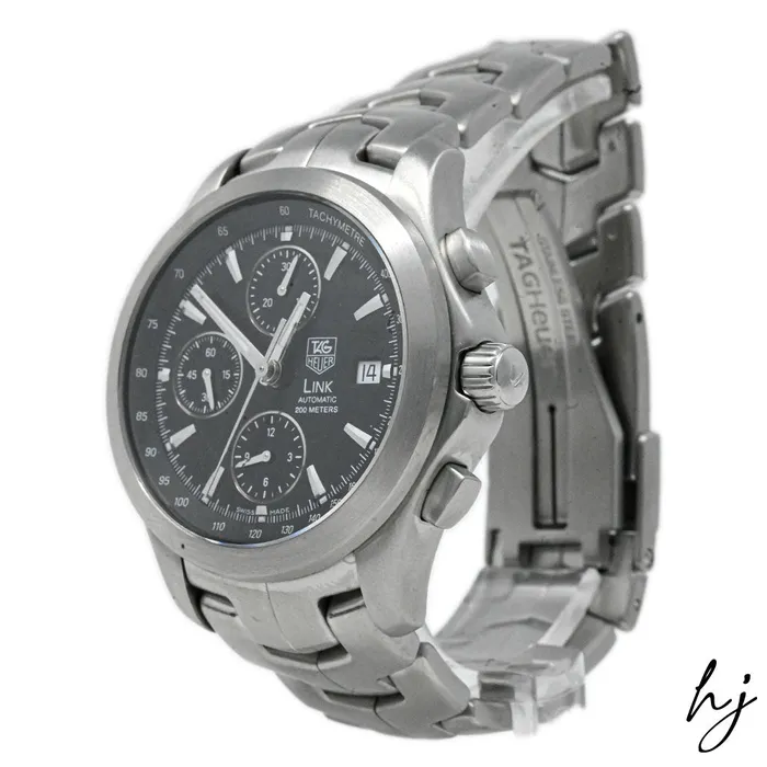 Happy Jewelers Bracelets Tag Heuer Mens Link Stainless Steel 42mm Black Stick Dial Watch Reference CJF2110BA0576