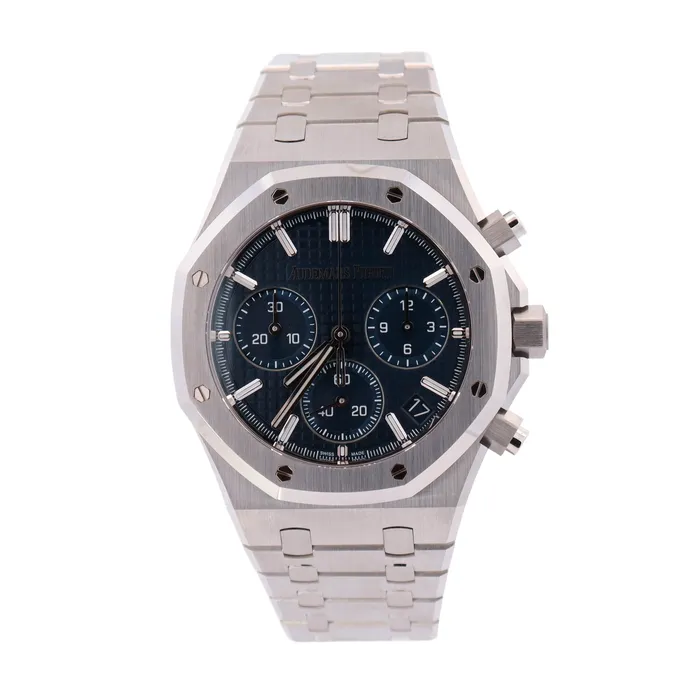 Happy Jewelers Watches Audemars Piguet Royal Oak Stainless Steel 42mm Blue Chronograph Dial Watch Reference 26240ST
