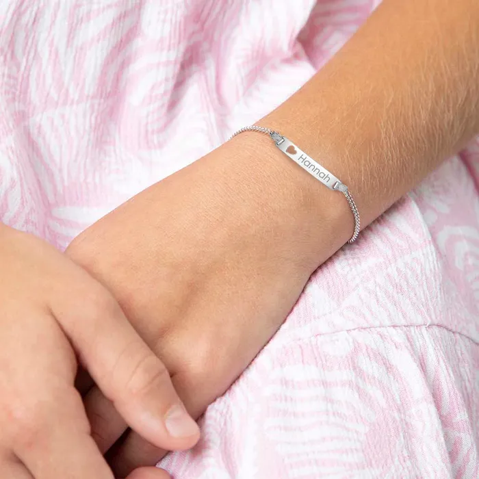 Kids ID Bracelets Bracelets 4555 Heart Cutout Link ID Baby Toddler Kids Bracelet Adjustable Sterling Silver