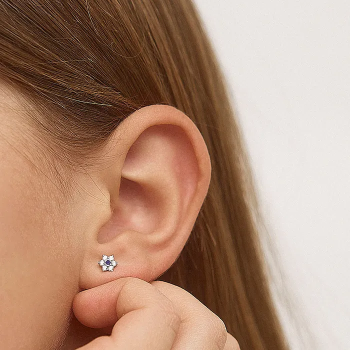Kids Screw Back Earrings Earrings CZ Cluster Flower Baby Toddler Kids Earrings Screw Back Sterling Silver